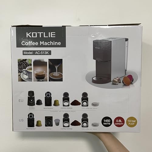 Expreso 513F 5 en 1 Cafetera de Capsulas para Dolce Gusto/Nespresso Original/Lavazza Mio/Ground/ESE Pods,19 Bar Alta Presión Apagado Automático Depósito cafetera capsulas…