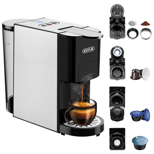 Expreso 513F 5 en 1 Cafetera de Capsulas para Dolce Gusto/Nespresso Original/Lavazza Mio/Ground/ESE Pods,19 Bar Alta Presión Apagado Automático Depósito cafetera capsulas…