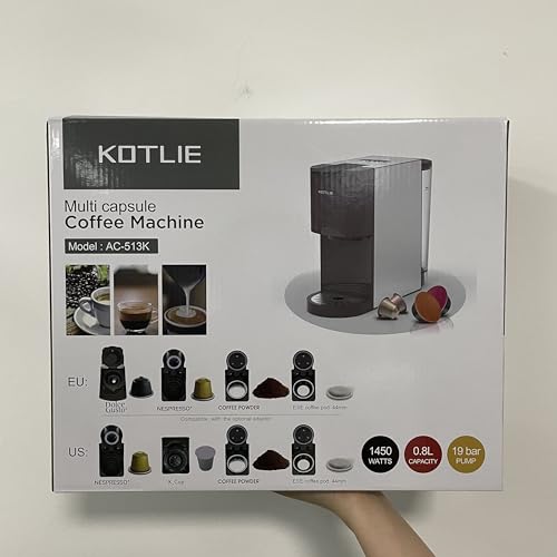 Expreso 513F 5 en 1 Cafetera de Capsulas para Dolce Gusto/Nespresso Original/Lavazza Mio/Ground/ESE Pods,19 Bar Alta Presión Apagado Automático Depósito cafetera capsulas…