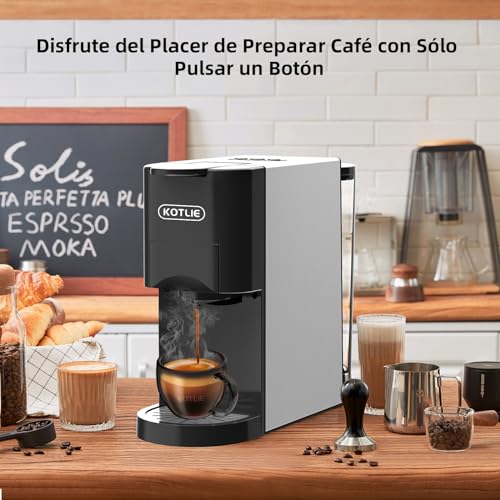 Expreso 513F 5 en 1 Cafetera de Capsulas para Dolce Gusto/Nespresso Original/Lavazza Mio/Ground/ESE Pods,19 Bar Alta Presión Apagado Automático Depósito cafetera capsulas…