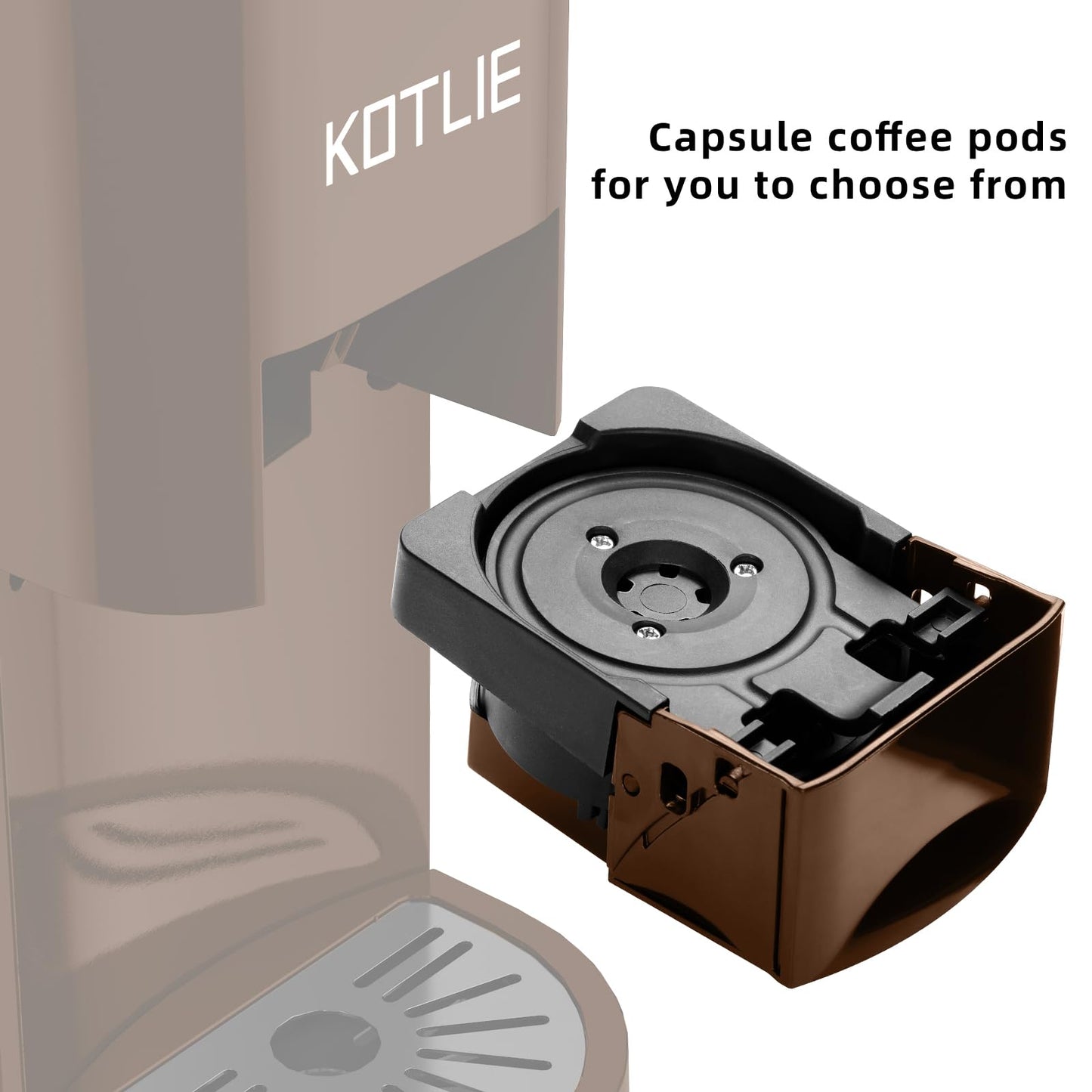 KOTLIE (Brown Pod) Capsule Coffee Machine Accessory for Ground Capsule and ESE Coffee Pods (ground coffee)