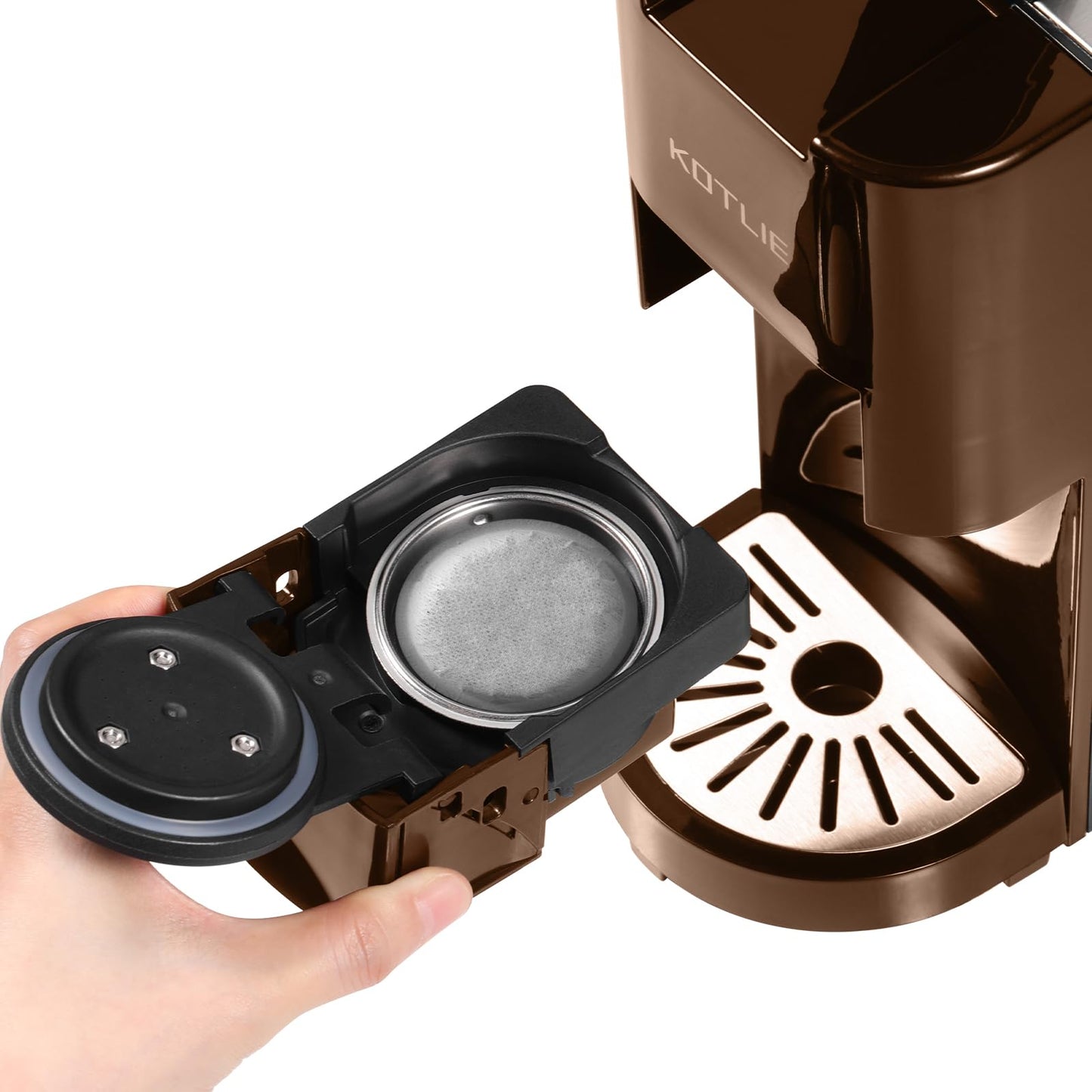 KOTLIE (Brown Pod) Capsule Coffee Machine Accessory for Ground Capsule and ESE Coffee Pods (ground coffee)