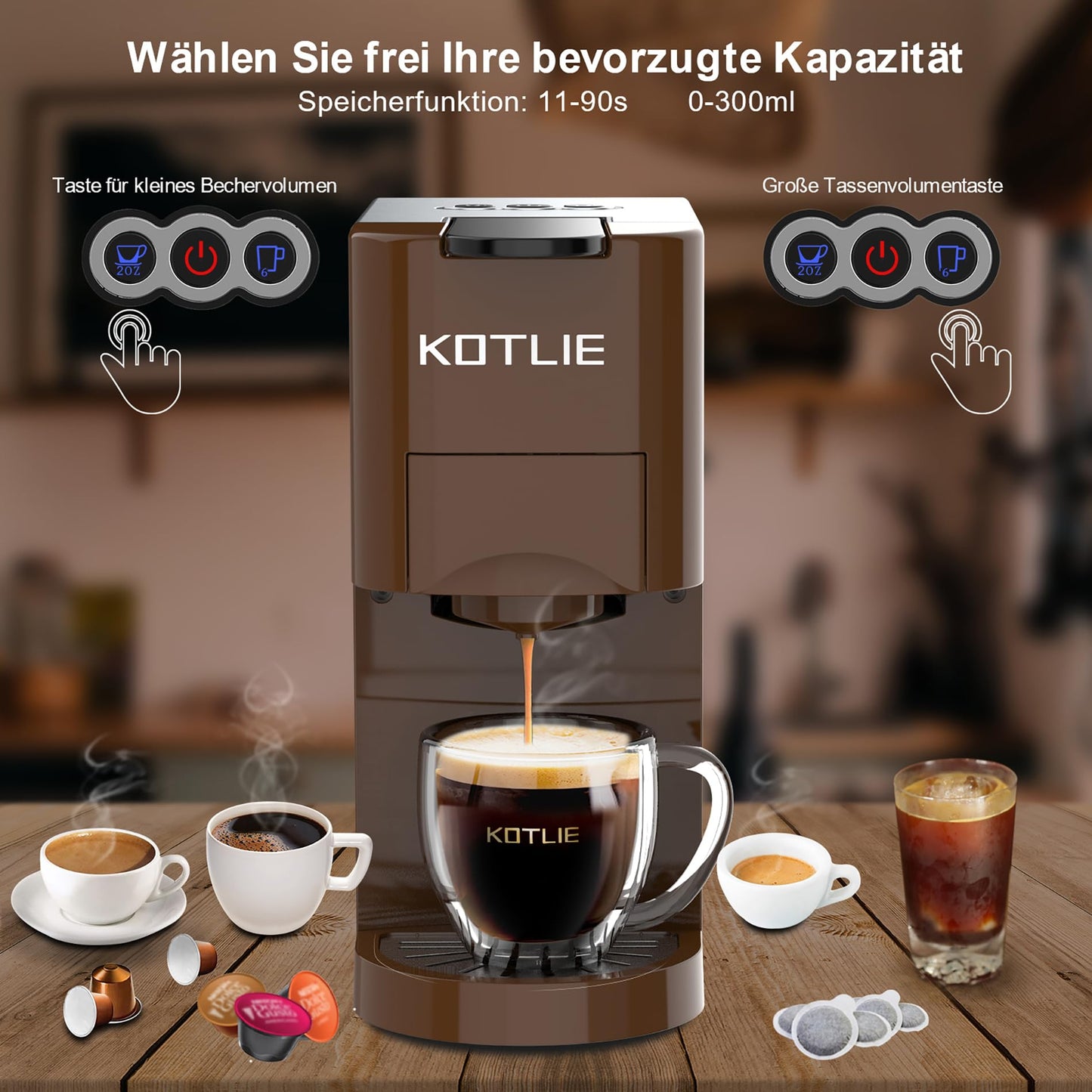 Expreso 513F 5 en 1 Cafetera de Capsulas para Dolce Gusto/Nespresso Original/Lavazza Mio/Ground/ESE Pods,19 Bar Alta Presión Apagado Automático Depósito cafetera capsulas…
