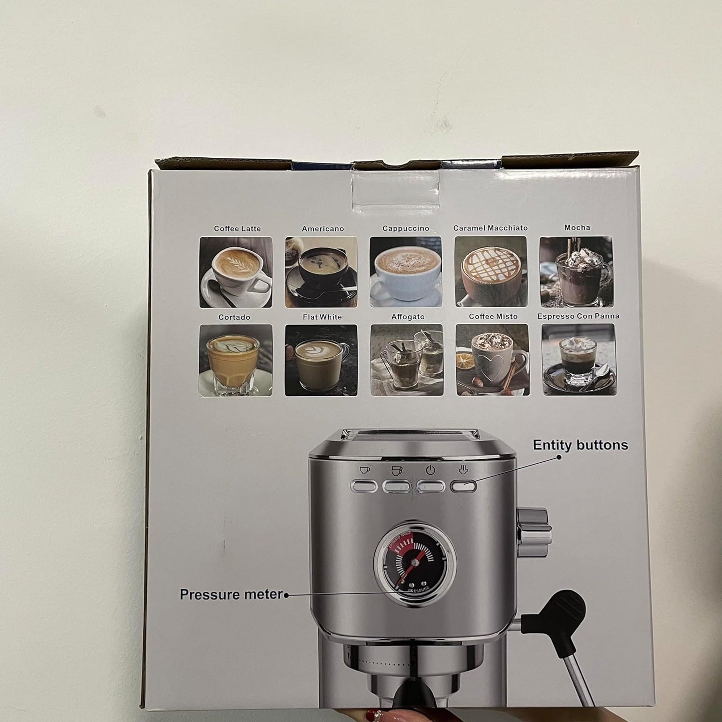 KOTLIE Espresso Coffee Machines 20bar Compact Traditional Pump Coffee Machine with Milk Frother Wand Maker,Stainless Steel 1L. CM5080