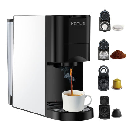 KOTLIE 513K Espresso 4in1 Coffee Machine for Nespresso Original/Dolce Gusto/L’OR/Starbucks/Ground Capsule and ESE Coffee Pods,19 Bar Automatic Coffee Machines
